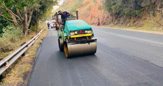 Hot asphalt surfacing application by King James Projects